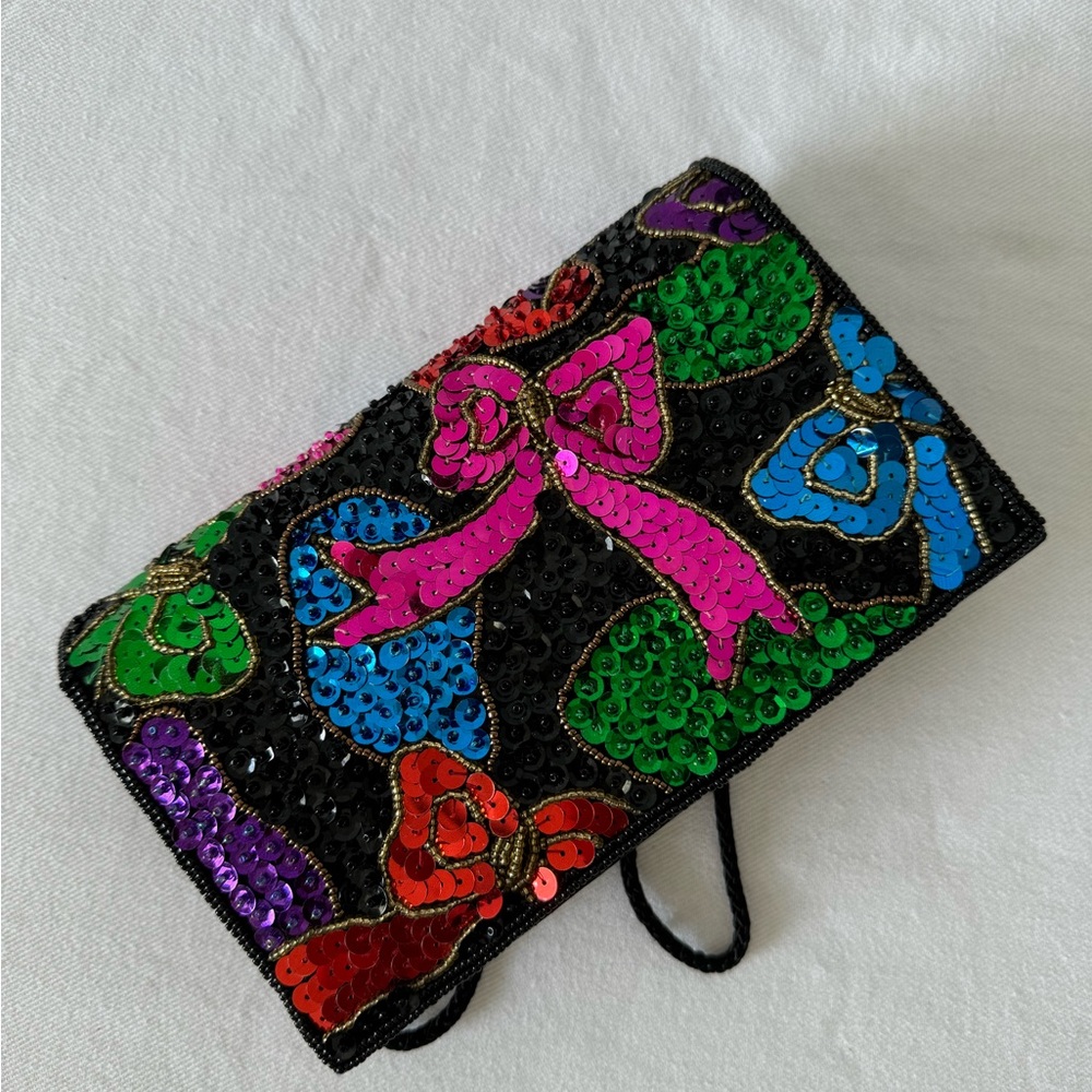 Vintage beaded sequin bows purse